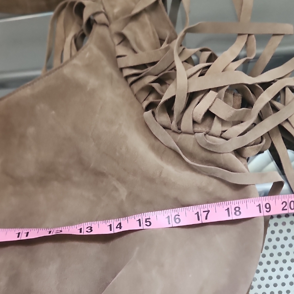 JJ Winters Kellie Tan Suede Fringe Slouchy Hobo Shoulder Bag Boho - Picture 14 of 17